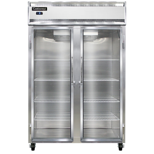 Continental 2FSNSAGD 52" Two Section Reach In Freezer, (2) Left/Right Hinge Glass Doors, 115/208-230v-cityfoodequipment.com