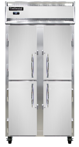 Continental 2RSESNSSHD 36 1/4" Two Section Reach In Refrigerator, (4) Left/right Hinge Solid Doors, Top Compressor, 115v-cityfoodequipment.com