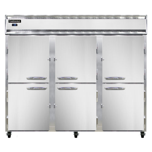Continental 3FESNSAHD 85 1/2" Three Section Reach In Freezer, (6) Left/Right Hinge Solid Doors, 115/208-230v-cityfoodequipment.com