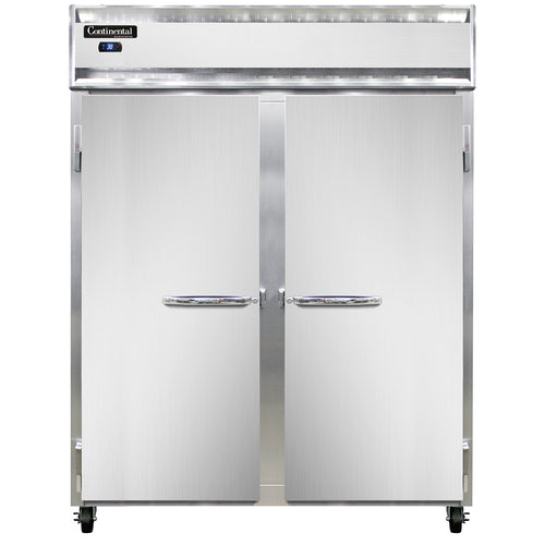 Continental 2RESN 57" Two Section Reach In Refrigerator, (2) Left/Right Hinge Solid Doors, Top Compressor, 115v-cityfoodequipment.com