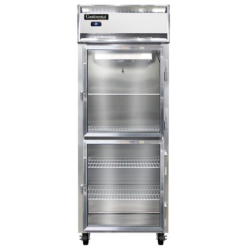 Continental 1RESNSAGDHD 28 1/2" One Section Reach In Refrigerator, (2) Right Hinge Glass Doors, 115v-cityfoodequipment.com