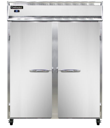 Continental 2RESNSS 57" Two Section Reach In Refrigerator, (2) Left/Right Hinge Solid Doors, Top Compressor, 115v-cityfoodequipment.com