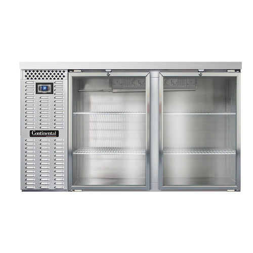 Continental BB59SNSSGD 59" Bar Refrigerator - 2 Swinging Glass Doors, Stainless, 115v-cityfoodequipment.com