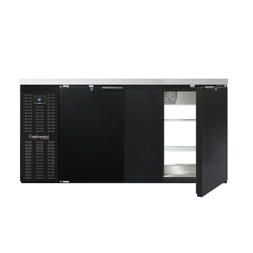 Continental BB69SNPT 69" Bar Refrigerator - 4 Swinging Solid Doors, Black, 115v-cityfoodequipment.com