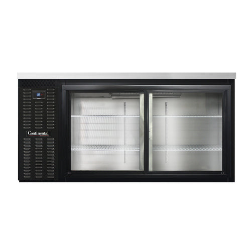 Continental BB69SNSGD 69" Bar Refrigerator - 2 Sliding Glass Doors, Black, 115v-cityfoodequipment.com