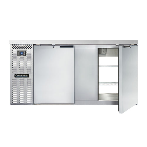 Continental BB69SNSSPT 69" Bar Refrigerator - 4 Swinging Solid Doors, Black, 115v-cityfoodequipment.com