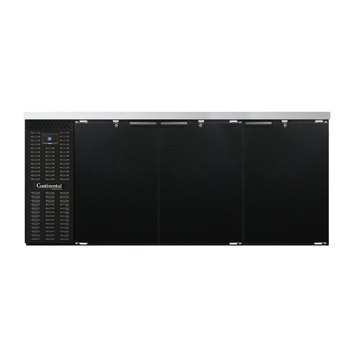Continental BB79SN 79" Bar Refrigerator - 3 Swinging Solid Doors, Black, 115v-cityfoodequipment.com