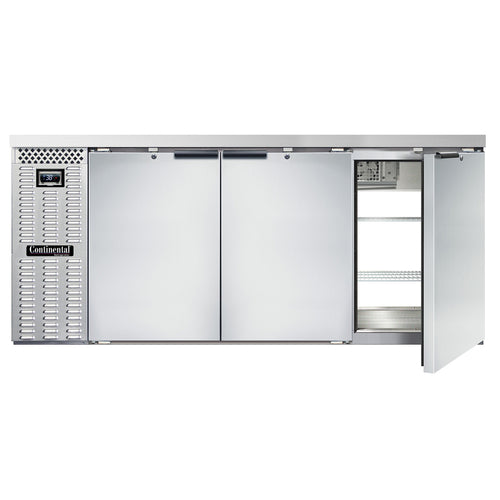 Continental BB79NSSPT 79" Pass Thru Bar Refrigerator - 6 Swinging Solid Doors, Stainless Steel, 115v-cityfoodequipment.com