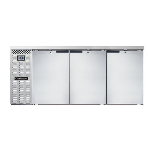 Continental BB79SNSS 79" Bar Refrigerator - 3 Swinging Solid Doors, Stainless, 115v-cityfoodequipment.com