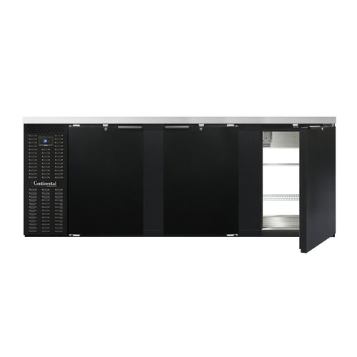 Continental BB90SNPT 90" Bar Refrigerator - 6 Swinging Solid Doors, Black, 115v-cityfoodequipment.com