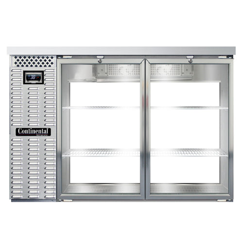 Continental BB50NSSGDPT 50" Pass-Thru Bar Refrigerator - (4) Swinging Glass Doors, Stainless, 115v-cityfoodequipment.com