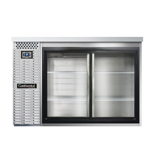 Continental BB50SNSSSGD 50" Bar Refrigerator - 2 Sliding Glass Doors, Stainless, 115v-cityfoodequipment.com