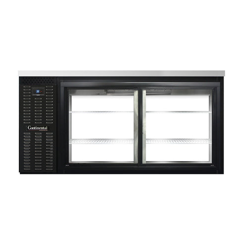 Continental BB69SNSGDPT 69" Bar Refrigerator - 4 Sliding Glass Doors, Black, 115v-cityfoodequipment.com