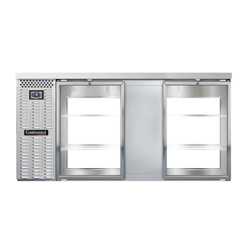 Continental BB69SNSSGDPT 69" Bar Refrigerator - 4 Swinging Glass Doors, Stainless, 115v-cityfoodequipment.com