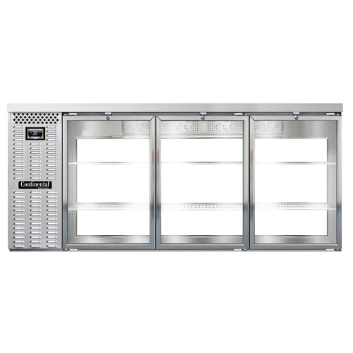 Continental BB79NSSGDPT 79" Pass Thru Bar Refrigerator - 6 Swinging Glass Doors, Stainless Steel, 115v-cityfoodequipment.com