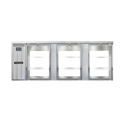 Continental BB90SNSSGDPT 90" Bar Refrigerator - 6 Swinging Glass Doors, Stainless, 115v-cityfoodequipment.com