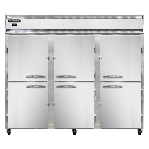 Continental 3RENHD 85 1/2" Three Section Reach In Refrigerator, (6) Left/right Hinge Solid Doors, Top Compressor, 115v-cityfoodequipment.com