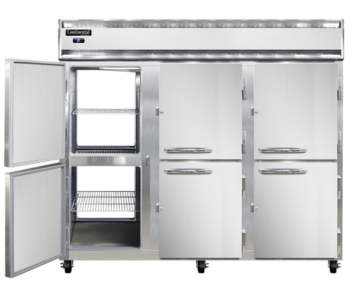 Continental 3RENSAPTHD 85 1/2" Three Section Pass Thru Refrigerator, (12) Left/right Hinge Solid Doors, Top Compressor, 115-cityfoodequipment.com