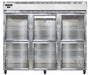Continental 3RENSSGDHD 85 1/2" Three Section Reach In Refrigerator, (6) Left/right Hinge Glass Doors, Top Compressor, 115v-cityfoodequipment.com