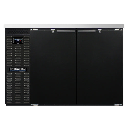 Continental BB50N 50" Bar Refrigerator - (2) Swinging Solid Doors, Black, 115v-cityfoodequipment.com