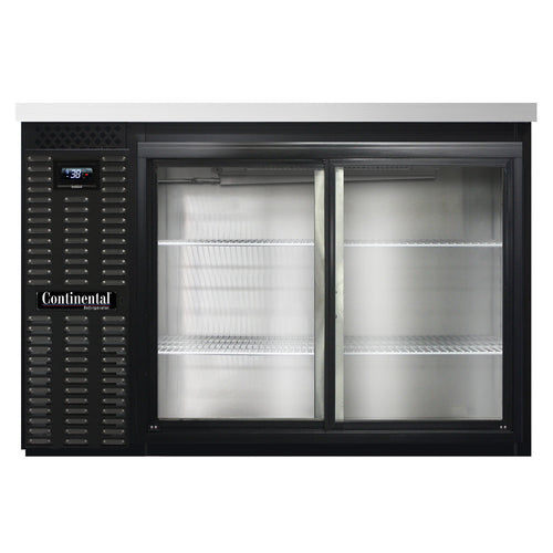 Continental BB50NSGD 50" Bar Refrigerator - (2) Sliding Glass Doors, Black, 115v-cityfoodequipment.com
