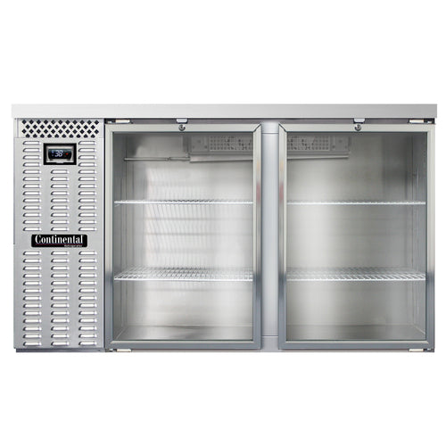 Continental BB59NSSGD 59" Bar Refrigerator - (2) Swinging Glass Doors, Stainless, 115v-cityfoodequipment.com