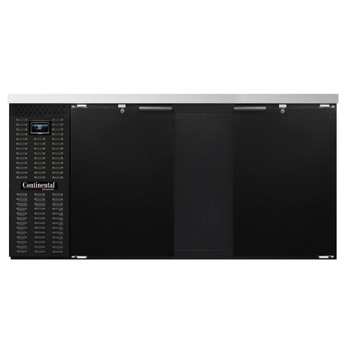 Continental BB69N 69" Bar Refrigerator - 2 Swinging Solid Doors, Black, 115v-cityfoodequipment.com