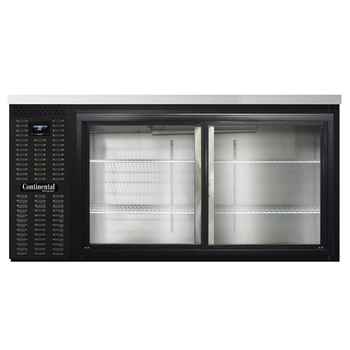 Continental BB69NSGD 69" Bar Refrigerator - 2 Sliding Glass Doors, Black, 115v-cityfoodequipment.com