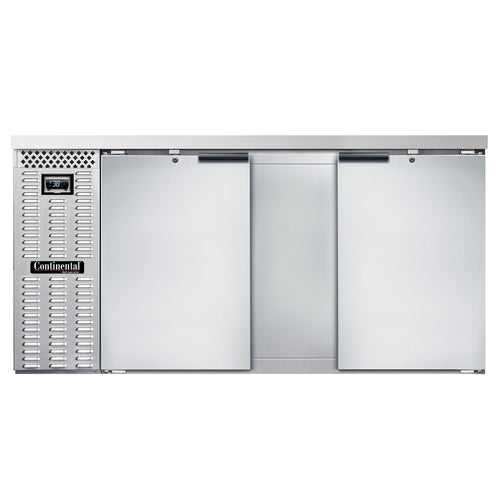 Continental BB69NSS 69" Bar Refrigerator - 2 Swinging Solid Doors, Stainless, 115v-cityfoodequipment.com