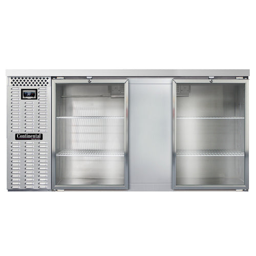 Continental BB69NSSGD 69" Bar Refrigerator - 2 Swinging Glass Doors, Stainless, 115v-cityfoodequipment.com