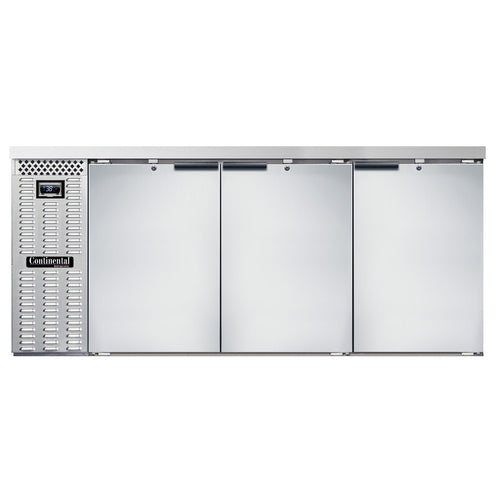 Continental BB79NSS 79" Bar Refrigerator - 3 Swinging Solid Doors, Stainless, 115v-cityfoodequipment.com