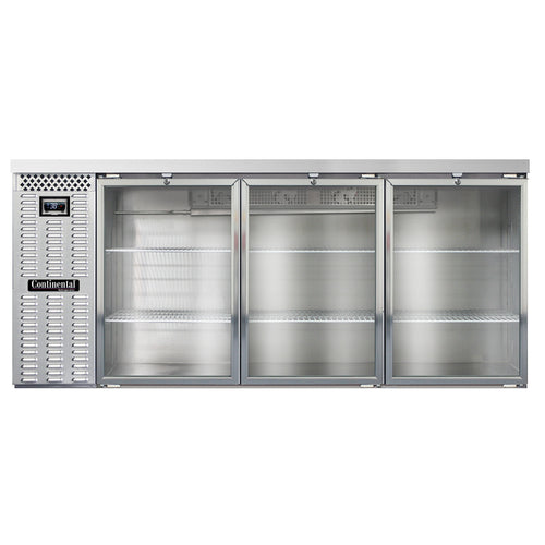 Continental BB79NSSGD 79" Bar Refrigerator - 3 Swinging Glass Doors, Stainless, 115v-cityfoodequipment.com