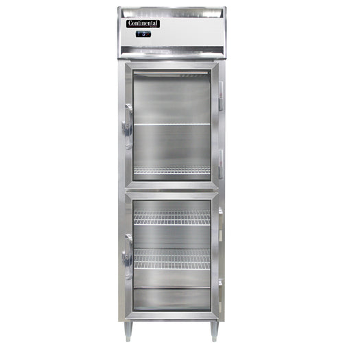 Continental D1FNSAGDHD 26" Designer Line One Section Reach In Freezer, (2) Right Hinge Glass Doors, 115v-cityfoodequipment.com