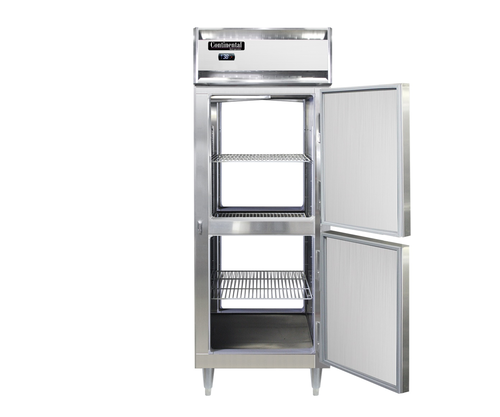 Continental D1RENSAPTHD 28 1/2" One Section Pass Thru Refrigerator, (4) Right Hinge Solid Doors, Top Compressor, 115v-cityfoodequipment.com