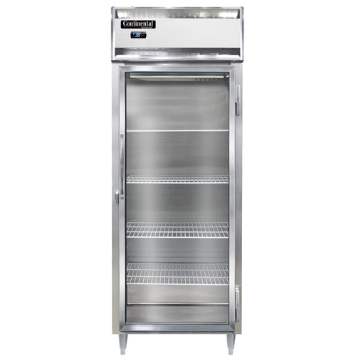Continental D1RENSSGD 28 1/2" One Section Reach In Refrigerator, (1) Right Hinge Glass Door, Top Compressor, 115v-cityfoodequipment.com