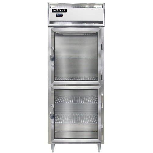 Continental D1RENSSGDHD 28 1/2" One Section Reach In Refrigerator, (2) Right Hinge Glass Doors, Top Compressor, 115v-cityfoodequipment.com