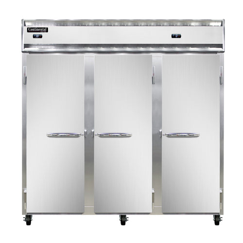 Continental 3RRFN 78" Three Section Commercial Combo Refrigerator Freezer - Solid Doors, Dual Temp, 115v-cityfoodequipment.com