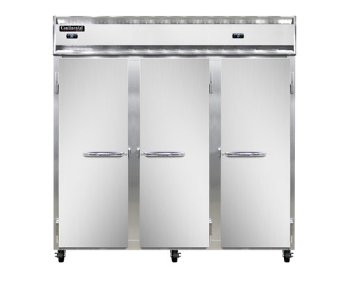 Continental 3RFFNSS 78" Three Section Commercial Combo Refrigerator Freezer - Solid Doors, Dual Temp, 115v-cityfoodequipment.com