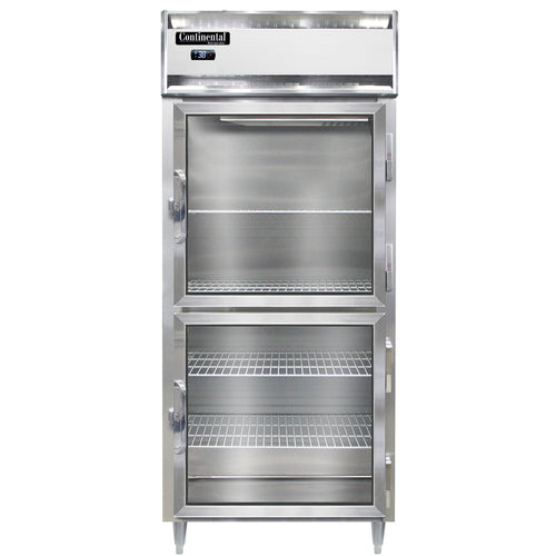 Continental D1RXNSAGDHD 36 1/4" One Section Reach In Refrigerator, (2) Right Hinge Glass Doors, Top Compressor, 115v-cityfoodequipment.com