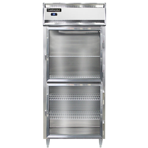 Continental D1RXSNSAGDHD 36 1/4" One Section Reach In Refrigerator, (2) Right Hinge Glass Doors, Top Compressor, 115v-cityfoodequipment.com