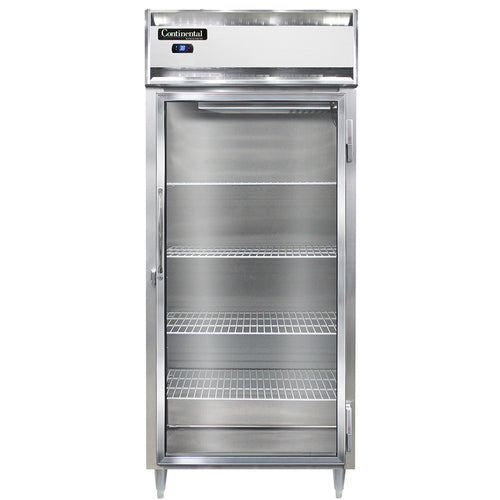 Continental D1RXSNSSGD 36 1/4" One Section Reach In Refrigerator, (1) Right Hinge Glass Door, Top Compressor, 115v-cityfoodequipment.com