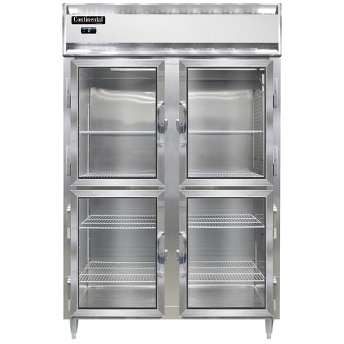 Continental D2FNSAGDHD 52" Designer Line Two Section Reach In Freezer, (4) Left/right Hinge Glass Doors, 115v-cityfoodequipment.com
