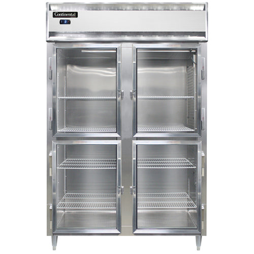 Continental D2FSNSSGDHD 52" Designer Line Two Section Reach In Freezer, (4) Left/right Hinge Glass Doors, 115v-cityfoodequipment.com