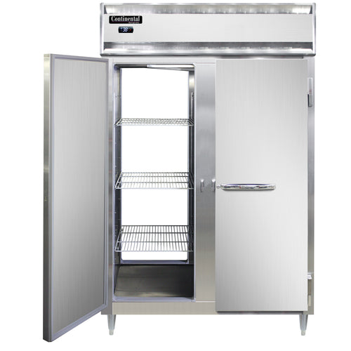 Continental D2RNPT 52" Two Section Pass Thru Refrigerator, (4) Left/right Hinge Solid Doors, Top Compressor, 115v-cityfoodequipment.com