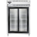 Continental D2RNSGD 52" Two Section Reach In Refrigerator, (2) Sliding Glass Doors, Top Compressor, 115v-cityfoodequipment.com