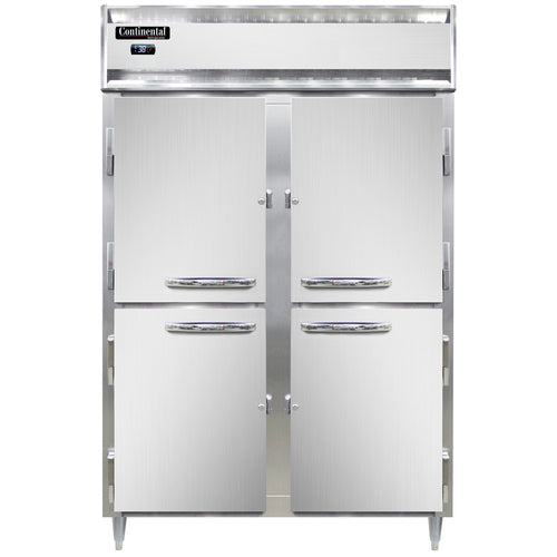 Continental D2RNSSHD 52" Two Section Reach In Refrigerator, (4) Left/right Hinge Solid Doors, Top Compressor, 115v-cityfoodequipment.com