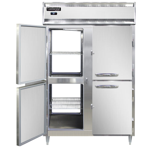 Continental D2RNSSPTHD 52" Two Section Pass Thru Refrigerator, (8) Left/right Hinge Solid Doors, Top Compressor, 115v-cityfoodequipment.com