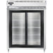 Continental D2RENSGD 57" Two Section Reach In Refrigerator, (2) Sliding Glass Doors, Top Compressor, 115v-cityfoodequipment.com