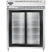 Continental D2RENSSSGD 57" Two Section Reach In Refrigerator, (2) Sliding Glass Doors, Top Compressor, 115v-cityfoodequipment.com