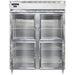 Continental D2RESNSAGDHD 57" Two Section Reach In Refrigerator, (4) Left/right Hinge Glass Doors, Top Compressor, 115v-cityfoodequipment.com
